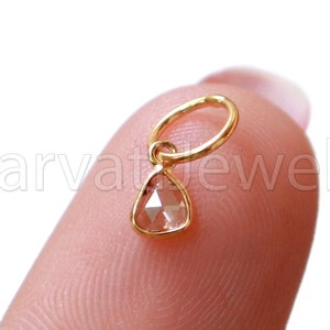 Natürlicher Diamant Polki Charme, seltener Englisch Polki Charme, solide 18 Karat Gold, Diamant Charme, natürlicher Diamant im Rosenschliff Charme, Birthstone Charme