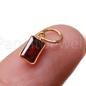 AA Garnet Charm, 18k Solid Gold Charm, Natural Garnet Charm, Gold Charm, Charm Pendant, Charm Necklace, Handmade Gold Charm, Gift For Her,