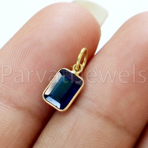 AA Blue Sapphire Charm, 18k Solid Gold Charm, Natural Sapphire Charm, Charm Pendant, Handmade Gold Charm, Solid Gold Charm, Gift For Her,