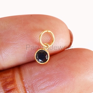 Natural Black Moissanite 18K Gold Charm Pendant, Black Moissanite Charm 18k Solid Gold, Solid Gold 18K Charm, April Birthstone Charm