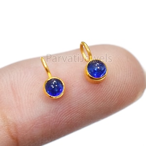 Natural Blue Sapphire 18K Solid Gold Charm, 18k Solid Gold Charm, Blue Sapphire Gold Charm Pendant, Handmade Gold Charm, Jewelry For Gifting