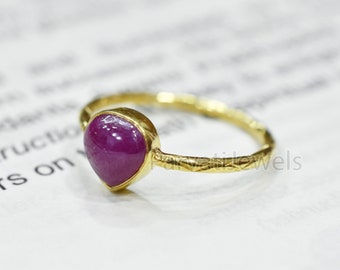 Handmade 14K Solid Gold Ruby Heart Ring