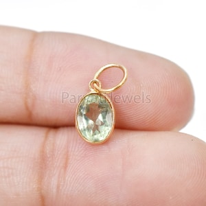 Natural Green Aquamarine charm, Solid Gold Charm, Gold Charm, 18k Solid Gold Charm, Handmade Gold Charm, Green Aquamarine Gold Charm,