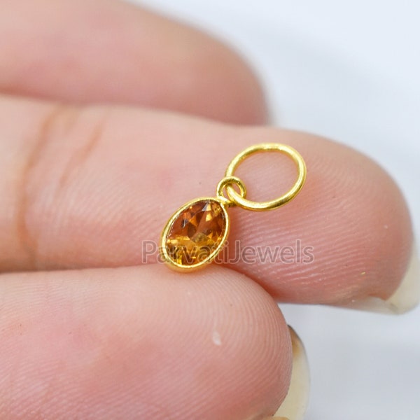 18k Solid Gold Charm, Natural Yellow Sapphire Charm, Gold Charm, Charm Pendant, Charm Necklace, Handmade Gold Charm For Gifting