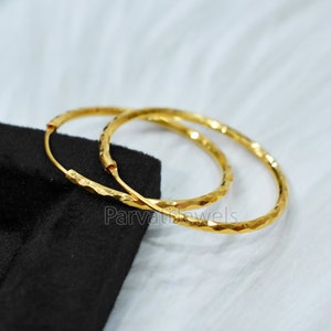 Beautiful Diamond Cut 14K & 18K Solid Gold Hoop Earrings, Solid Gold Earrings, Solid Gold Earrings, Round Hoop Earrings, Handmade Earrings