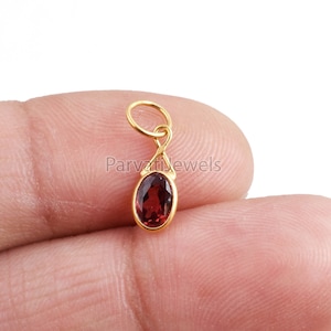 18K Solid Gold Charm, AA Garnet Charm, Solid Gold Charm, Natural Garnet Charm, Gold Charm, Charm Pendant, Charm Necklace, Gift For Her