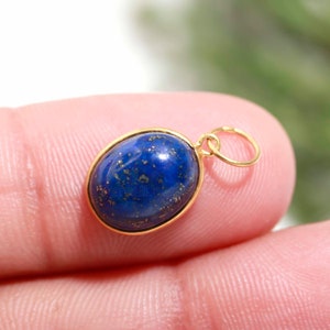 Natural Lapis Lazuli Charm, Solid 18k Gold Charm, Gold Charms, Blue Lapis Charm Pendant, Gold Charm Necklace, Handmade Gold Charms Pendant