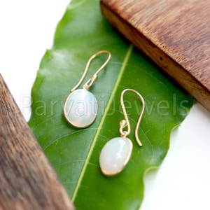 Ethiopian Opal Earrings, Dangle Gold Earrings, Solid 18k gold earrings, Natural Ethiopian Opal Earrings, Minimalist Dangle Earrings,