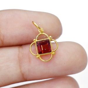Natural Garnet Charm, 18k Solid Gold Charm, AA Garnet Charm, Gold Charm, Charm Pendant, Charm Necklace, Handmade Gold Charm, Gift For Her