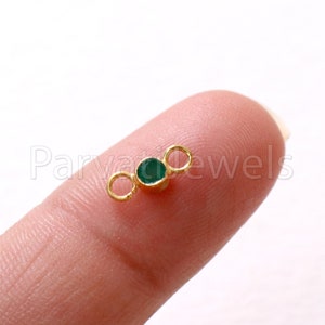 Emerald Connector Charm, 18k Solid Gold Connector, Natural Emerald Charm, Gold Connector Charm, Charm Connector, Gold Connector