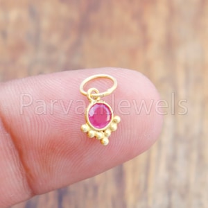 Natural Ruby Charm, 18k Solid Gold Charm, Handmade Gold Charm, Charm Pendant, July birthstone, Ruby Charm pendant, Gift for her charm