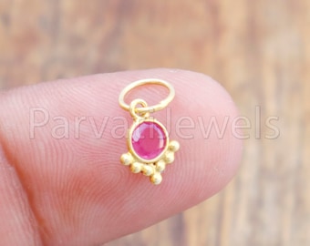 Natural Ruby Charm, 18k Solid Gold Charm, Handmade Gold Charm, Charm Pendant, July birthstone, Ruby Charm pendant, Gift for her charm
