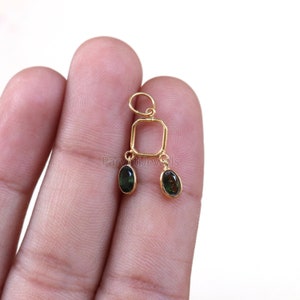 2 Stone Hanging Tourmaline Charm, 18k Solid Gold Charm, Natural Tourmaline Charm, Charm Pendant, Handmade Gold Charm, Gift For Her Charm