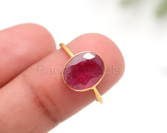 Handmade 18k Solid Gold Ruby Ring, July Birthstone