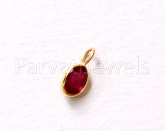 Natural Ruby Charm, 18k Solid Gold Charm, Handmade Gold Charm, AA Ruby Charm, Charm Pendant, July Birthstone, Charms Necklace, Gift For Her,