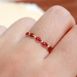 Natural Ruby Eternity Band Ring, 18k Solid Gold Ruby Ring, Handmade Eternity Gold Ring, Ruby Engagement Ring, Birthstone Band