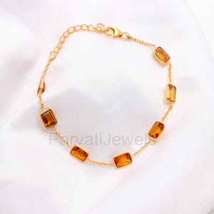 ハンドメイド14K-18Kゴールドシトリンブレスレット：天然宝石