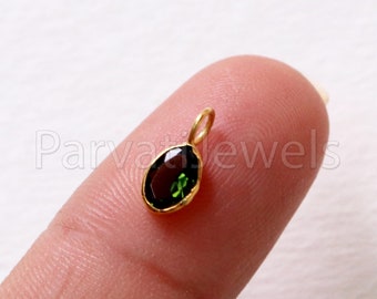 Handmade 18k Solid Gold Green Tourmaline Charm