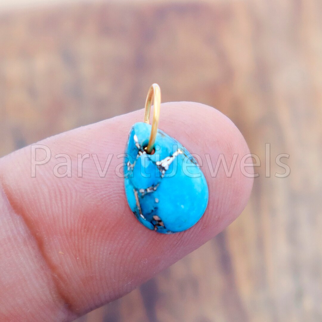 Blue Copper Turquoise Charm 18K Gold Charm Pendant Handmade Etsy