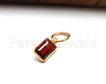 AA Garnet Charm, 18k Solid Gold Charm, Natural Garnet Charm, Gold Charm, Charm Pendant, Charm Necklace, Handmade Gold Charm, Gift For Her,