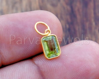 Peridot Charm, 18k Solid Gold Charm, Lab Created Peridot Charm, Gold Charm, Charm Pendant, Charm Necklace, Handmade Gold Charm, Gift for Her