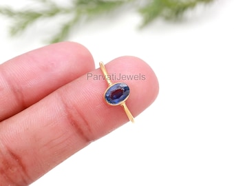 ブルーサファイア、18KYゴールドリング、R057 - Etsy 日本