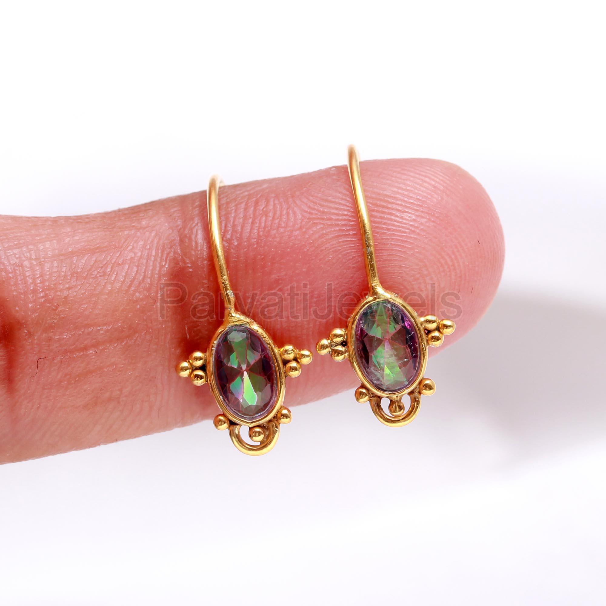 AA Natural Mystic Topaz Hoop Earrings, Solid 18k Gold  display picture 1