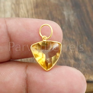 Citrine Charm, 18k Solid Gold Charm, Natural Citrine Charm, Gold Charm, Charm Pendant, Birthstone Charm, Charm Necklace, Handmade Gold Charm