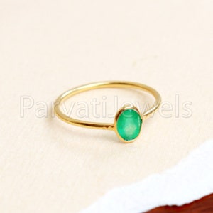Natural Emerald Ring, Emerald Gold Ring, 18k Solid Gold Ring, Handmade Gold Ring, Emerald Engagement Ring, Wedding Gift Ring, Gift for Her,