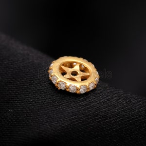 Natural Pave Diamond Rondelle Finding, Solid 14K Gold Wheel Finding, Diamond Wheel Roundels Bead, Diamond Roundels, Diamond Jewelry Findings