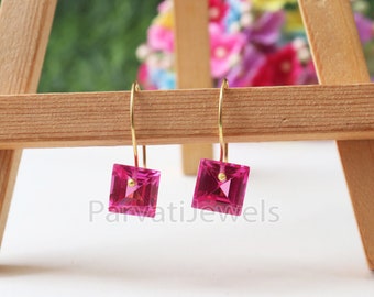 Lab-Simulated Tourmaline Gemstone Earrings, 14K & 18K Solid Gold Earrings, Tourmaline Earrings, Solid Gold Earrings, Handmade Earrings,