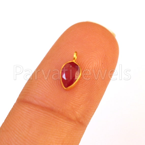 Ruby Charm 18k Solid Gold Charm Handmade Gold Charm Charm Etsy