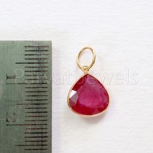 Ruby Charm, 18k Solid Gold Charm, Handmade Gold Charm, Charm Pendant, AA Ruby Gold Charm, Minimalist Pendant, Natural Ruby Birthstone Charm