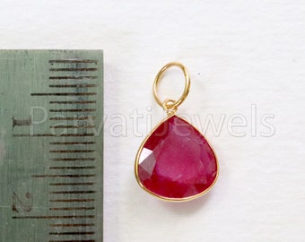 Ruby Charm, 18k Solid Gold Charm, Handmade Gold Charm, Charm Pendant, AA Ruby Gold Charm, Minimalist Pendant, Natural Ruby Birthstone Charm
