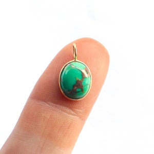 Elegant Copper Turquoise Charm, 18Kt Solid Gold Charm, Natural Turquoise Charm, Gold Charm, Gold Pendant, Handmade Gold Charm, Gift For Her