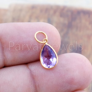 Amethyst Charm, 18k Solid Gold Charm, Natural Amethyst Charm, Gold Charm, Charm Pendant, Charm Necklace, Handmade Gold Charm, Gfit for Her