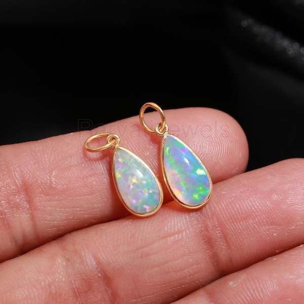 Natural Ethiopian Opal Charm, 18k Solid Gold Charm, Opal Charm, Gold Charm, Charm Pendant, Handmade Gold Charm, Gold Charms, Gift for her
