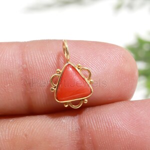 Natural Italian Coral Charm, 18k Solid Gold Charm, Red Coral Gold Charm, Handmade Gold Charm, Gold  Charm, Charm Pendant, Gift For Her Charm
