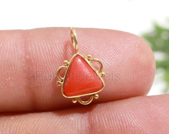 Natural Italian Coral Charm, 18k Solid Gold Charm, Red Coral Gold Charm, Handmade Gold Charm, Gold  Charm, Charm Pendant, Gift For Her Charm