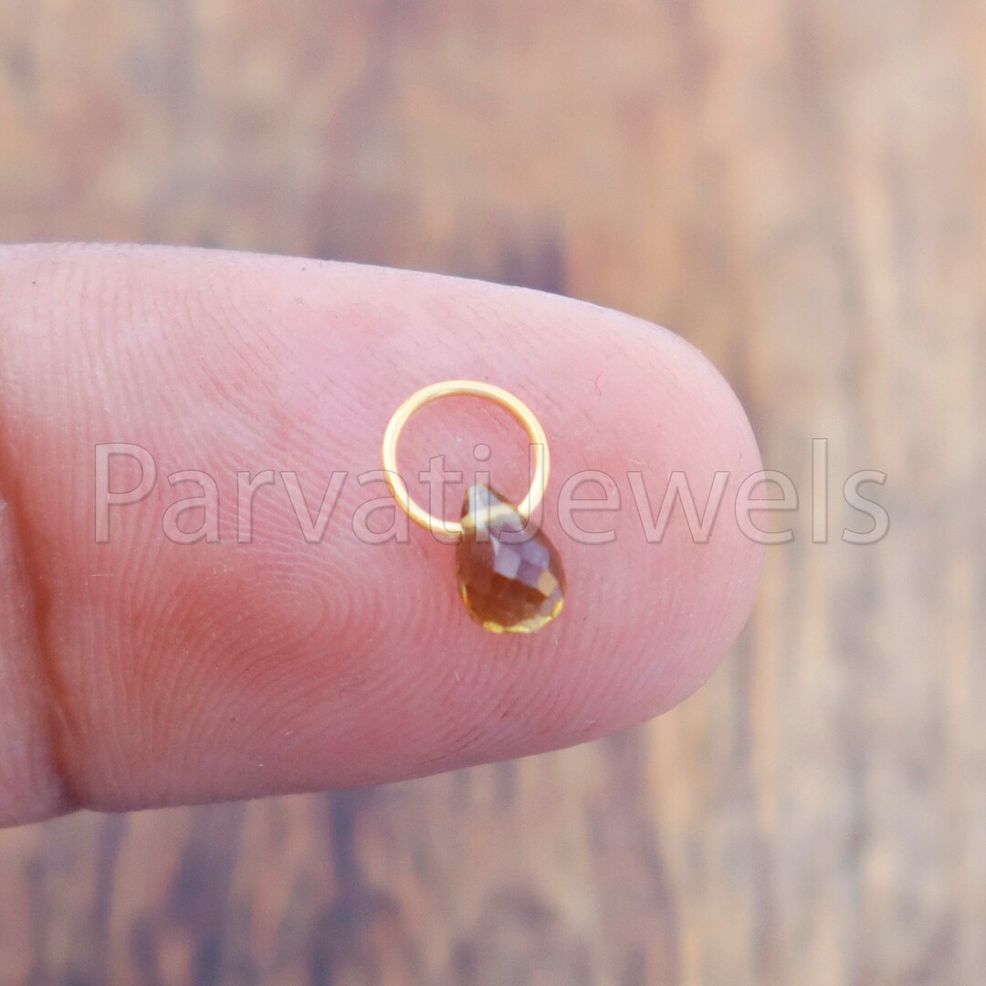 Brown Sapphire Charm, 18k Solid Gold Charm, Teardrop Brown Sapphire Charm, Gold Charm, Charm