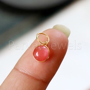 AA Cherry Quartz Charm, 18k Solid Gold Charm, Natural Cherry Quartz Charm, Gold Charm, Charm Pendant, Charm Necklace, Handmade Gold Charm