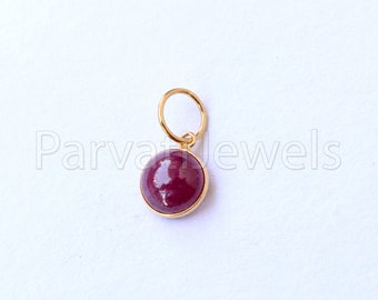Natural Ruby Gold Charm, 18k Solid Gold Charm, Handmade Gold Charm,  Ruby Gold Charm, Charm Pendant, Charms Necklace, Minimalist Pendant,