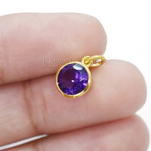 Natural Amethyst Solid 18k Gold Charm Pendant, Solid Gold Charm, Gold Charm, Purple Amethyst Gold Charm,Handmade Gold Charm,Amethyst Jewelry