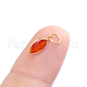 Carnelian Charm, 18k Solid Gold Charm, Natural Carnelian Charm, Gold Charm, Charm Pendant, Charm Necklace, Handmade Gold Charm, Gift for Her