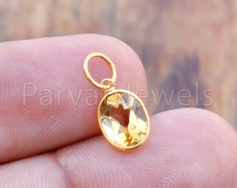 AA Citrine Charm, 18k Solid Gold Charm, Natural Citrine Charm, Gold Charm, Charm Pendant, Charm Necklace, Handmade Gold Charm, Gift for her
