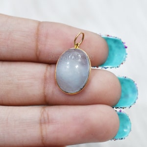 Natural Milky Aqua Oval Shape 18k Solid Gold Charm Pendant, Milky Aqua Charm, Solid Gold Charm, Aqua Charm 18k Gold, Handmade Gold Charm