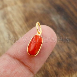 Red Coral Charm, 18k Solid Gold Charm, Natural Coral Charm, Coral Charms, Handmade Gold Charm, Coral Solid Gold Charm, Charm Pendant, Charms