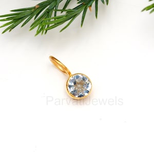 Natural Aquamarine Charm, 18k Solid Gold Charm, Handmade Gold Charm, Charm Pendant, Aquamarine Charms, Charms Necklace, Minimalist Pendant
