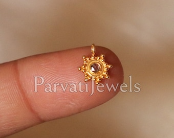 Natural Diamond Charm, 18k Solid Gold Charm, Rose Cut Diamond Charm, Handmade Gold Charm, Gold Diamond Charm, Solid Gold Charm, Gift For Her