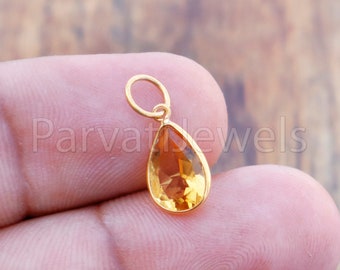 AA Citrine Gold Charm, Gold Charm, Natural Citrine Charm, 18k Solid Gold Charm, Charm Pendant, Handmade Gold Charm, Gift For Her Charm